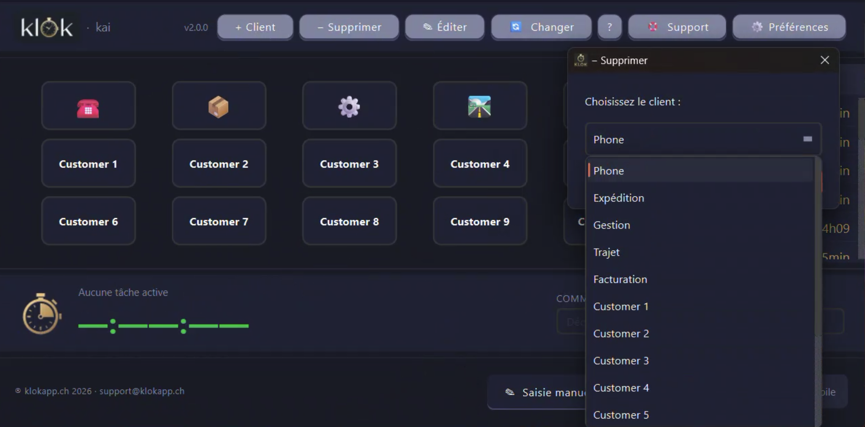 Klok — Supprimer un client